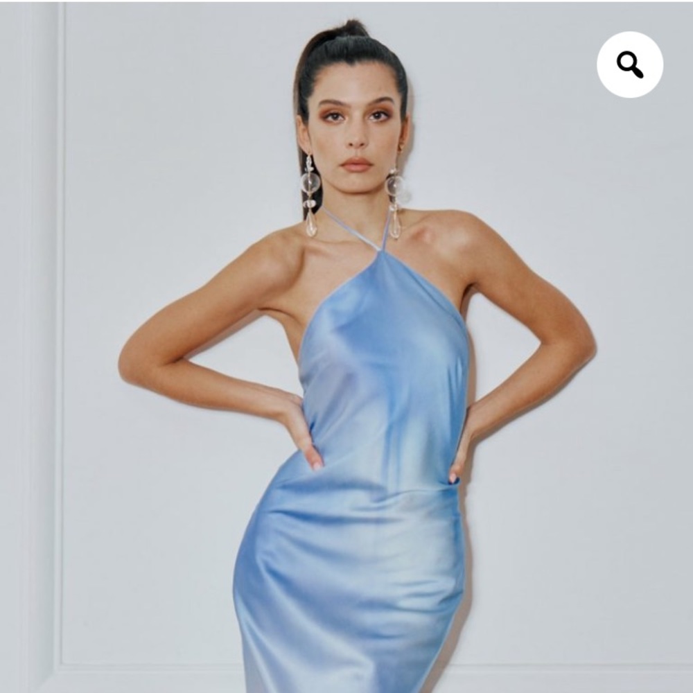 NWT Silk Maison Chilly Lapis Halterneck Midi Silk Dress